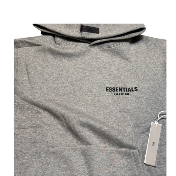 Fear of God Essentials Light Oatmeal Hoodie Pullover Logo Print Casual Size M - Picture 2 of 7